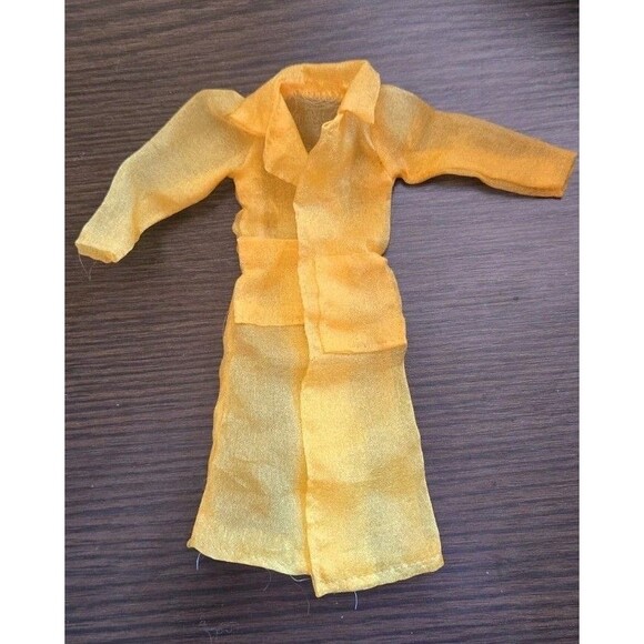 Vintage 70s? 80s?Barbie? Clone Mod? Sheer Yellow Coat Delicate Full Body Length - Picture 2 of 8